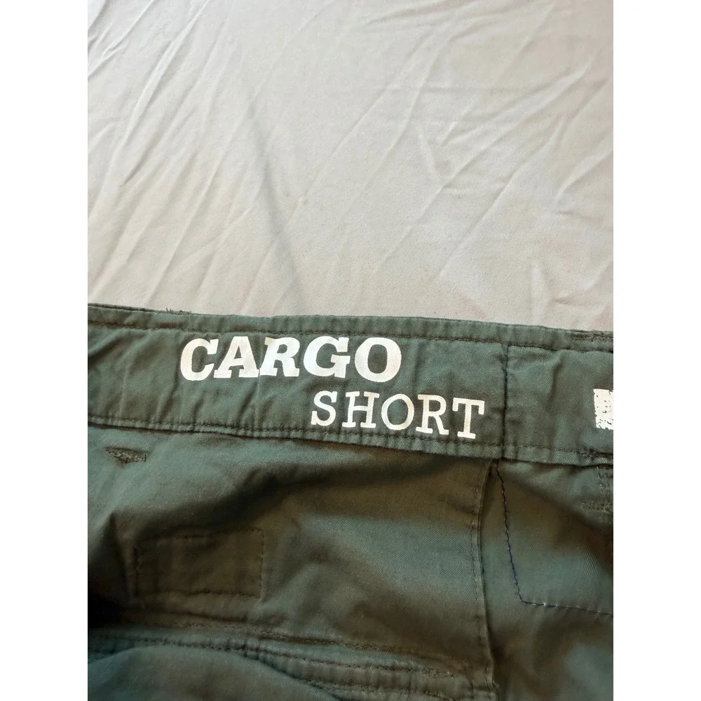 DKNY Jeans Mens 30 Olive Green Cargo Shorts Military Patch Utility Cotton Twill